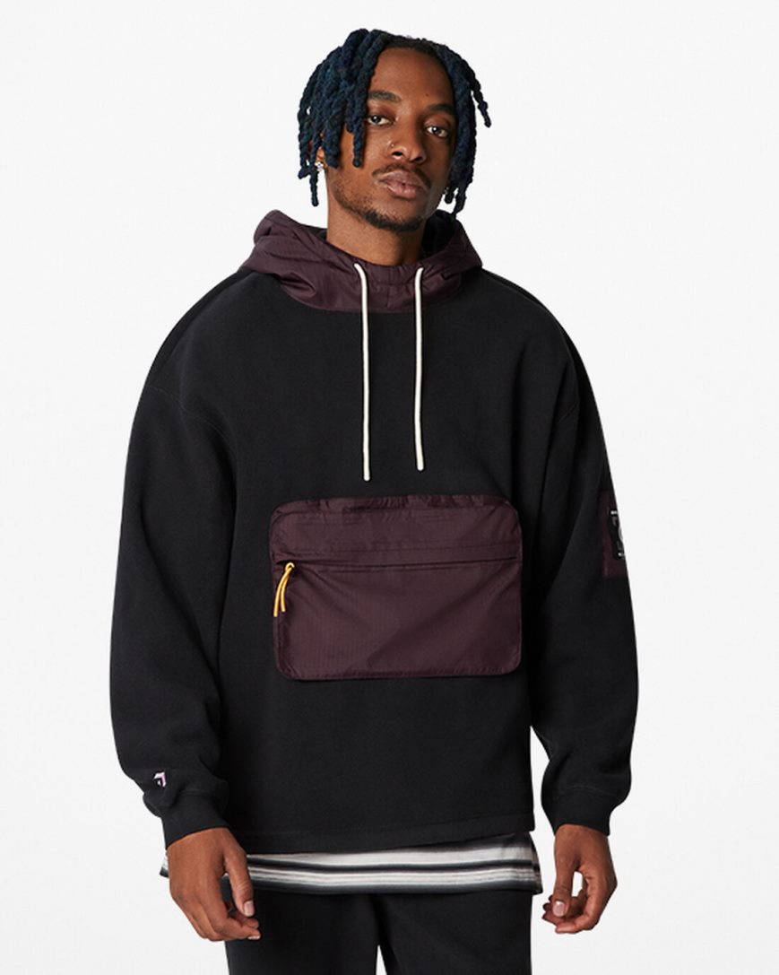 Men\'s Converse Counter Climate Pullover Hoodie Black | AU 90154X